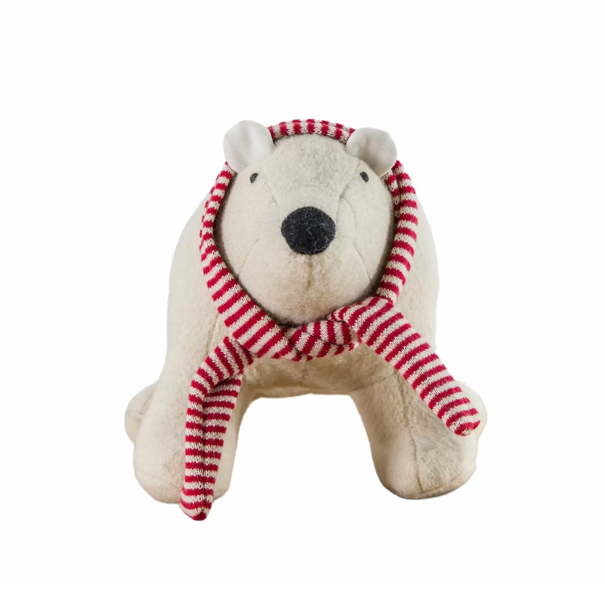 Peter Polar Bear Doorstop Cream/Red - WowCornwall