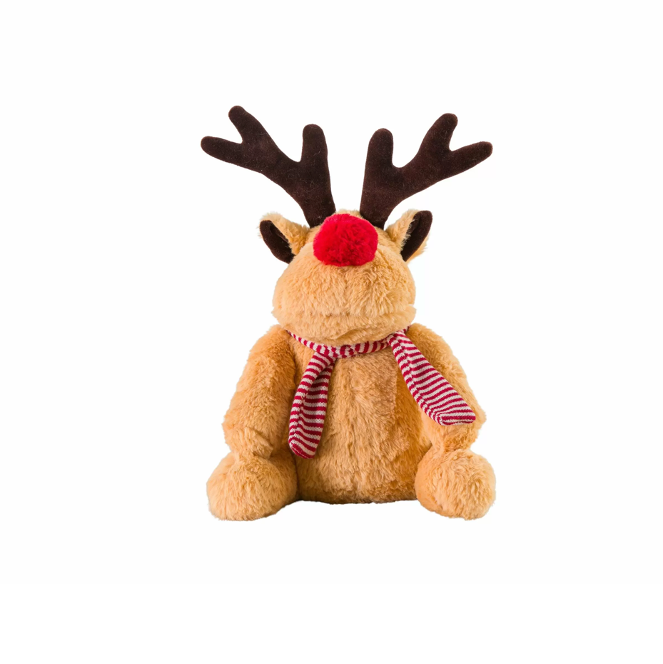 Roger Reindeer Doorstop Brown/Red - WowCornwall