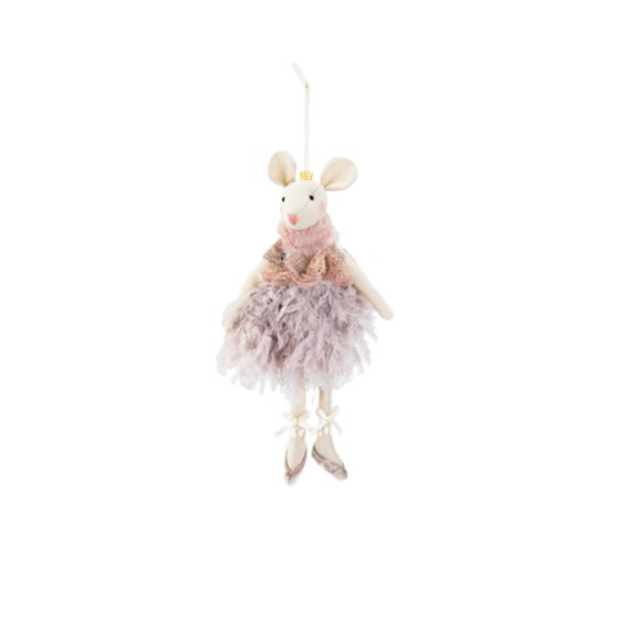 Hanging Blush Pink Mouse Rara Christmas Decoration - WowCornwall