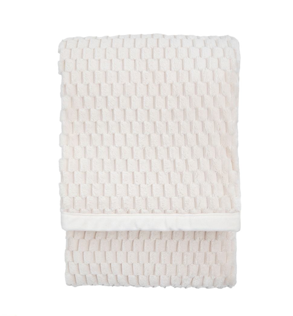 Jacquard velvet throw natural - WowCornwall