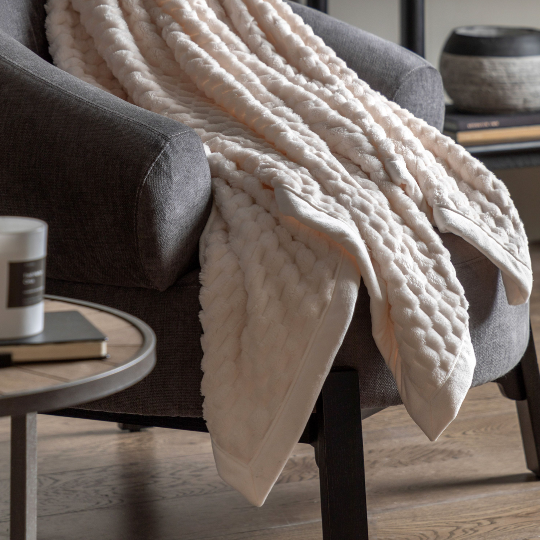 Jacquard velvet throw natural - WowCornwall