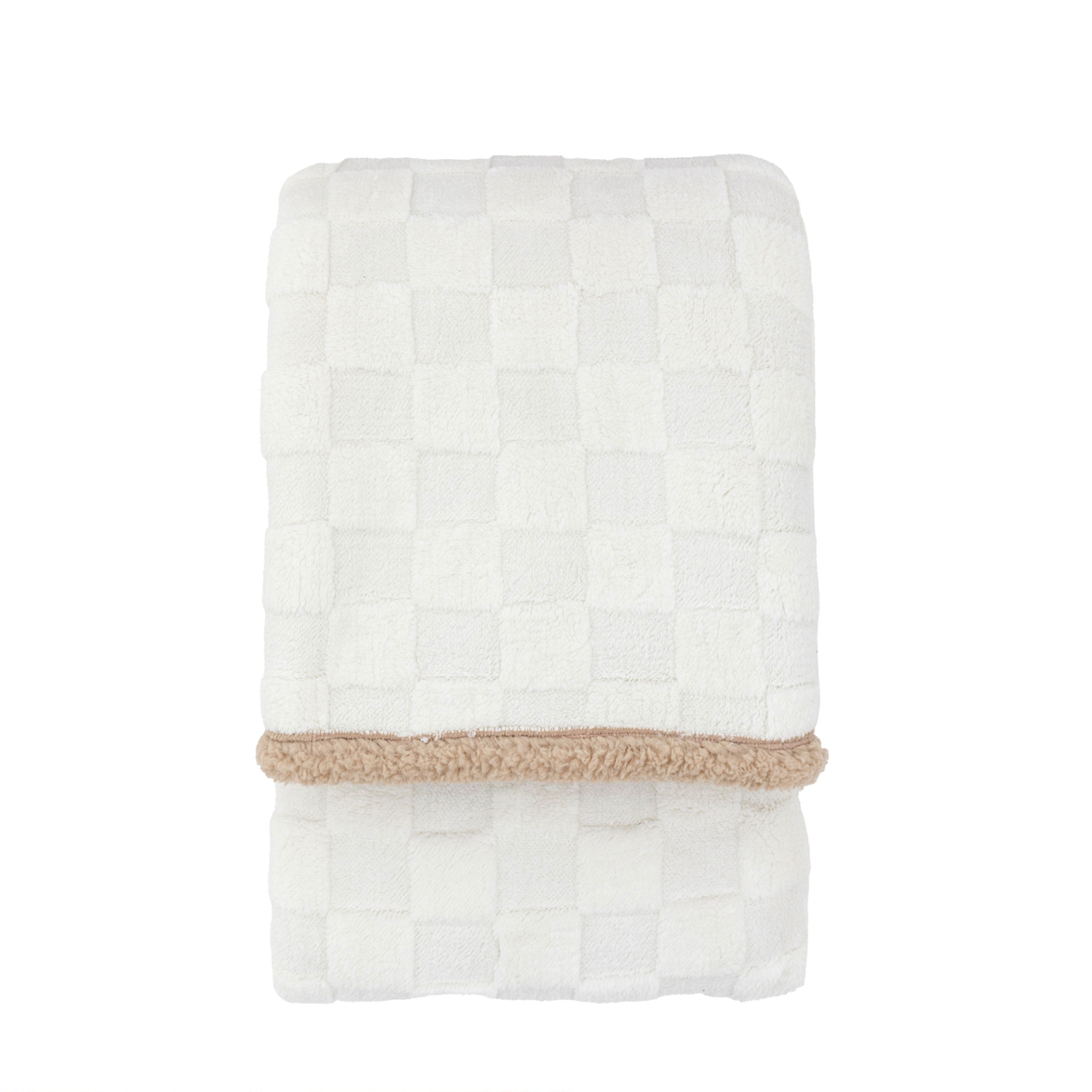 Oakley checked sherpa throw cream - WowCornwall