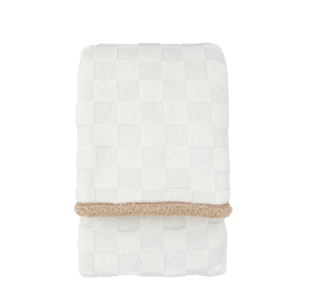 Oakley checked sherpa throw cream - WowCornwall