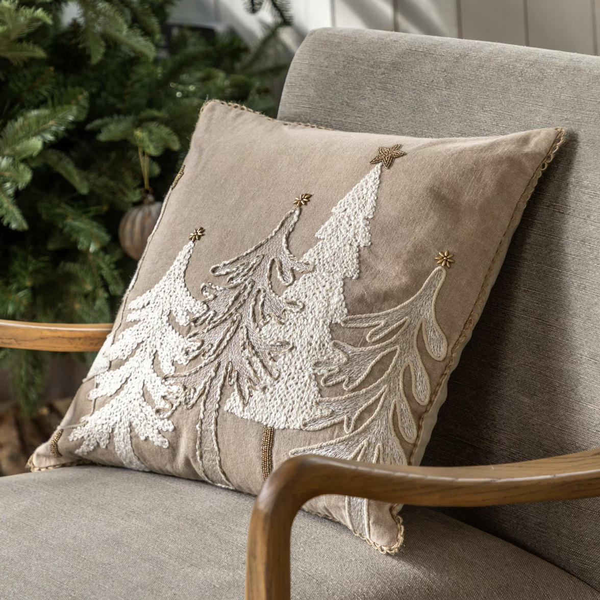 Pearly White Tree Scene Cushion - WowCornwall