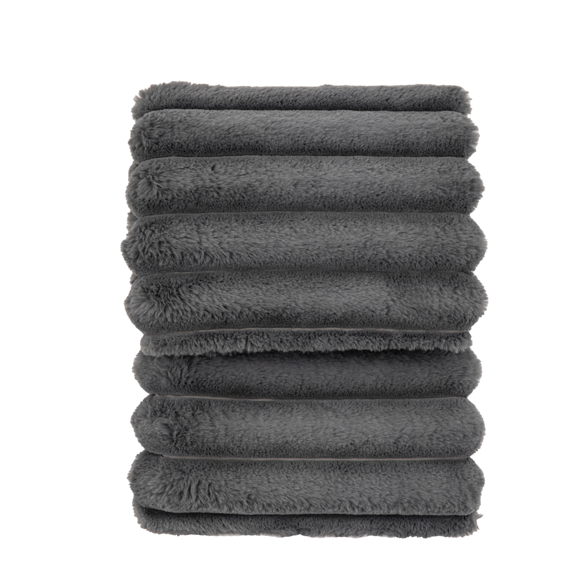 Ribbed Faux Fur Throw - Grey - WowCornwall
