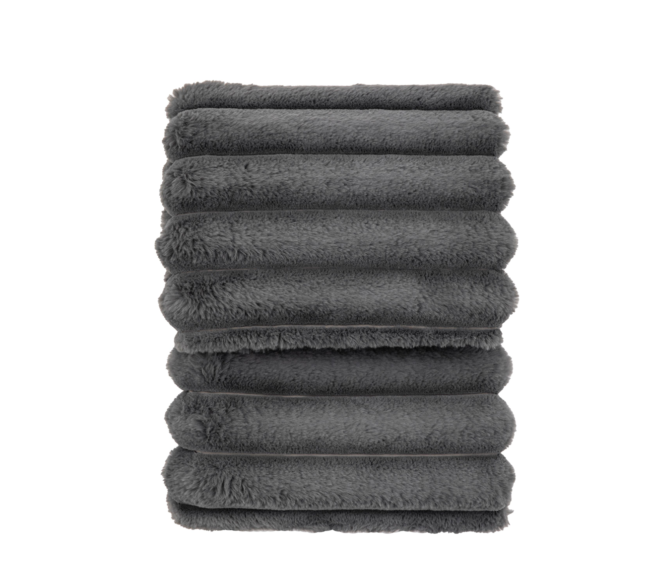 Ribbed Faux Fur Throw - Grey - WowCornwall