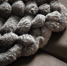 Ribbed Faux Fur Throw - Grey - WowCornwall