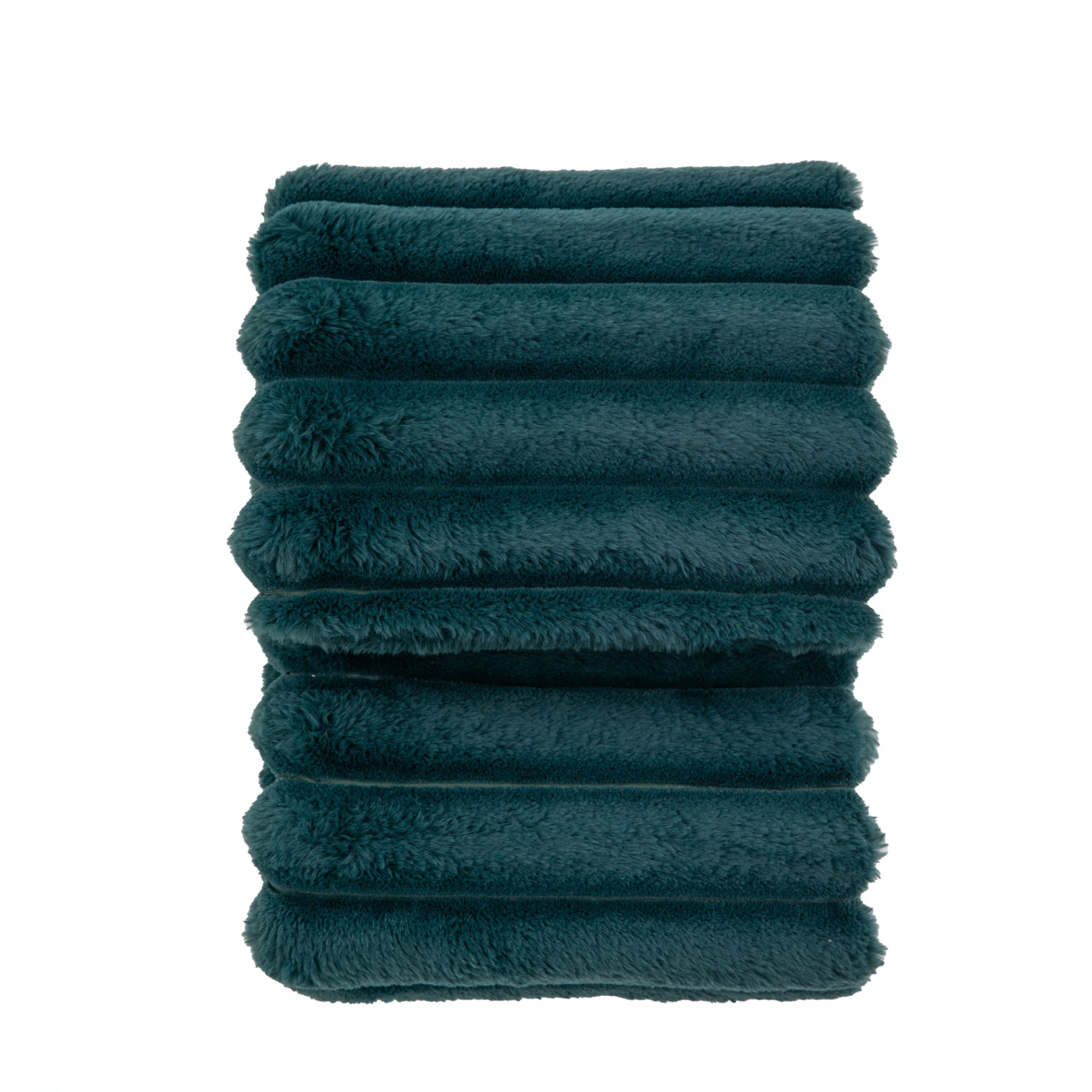 Ribbed Faux Fur Throw - Teal - WowCornwall