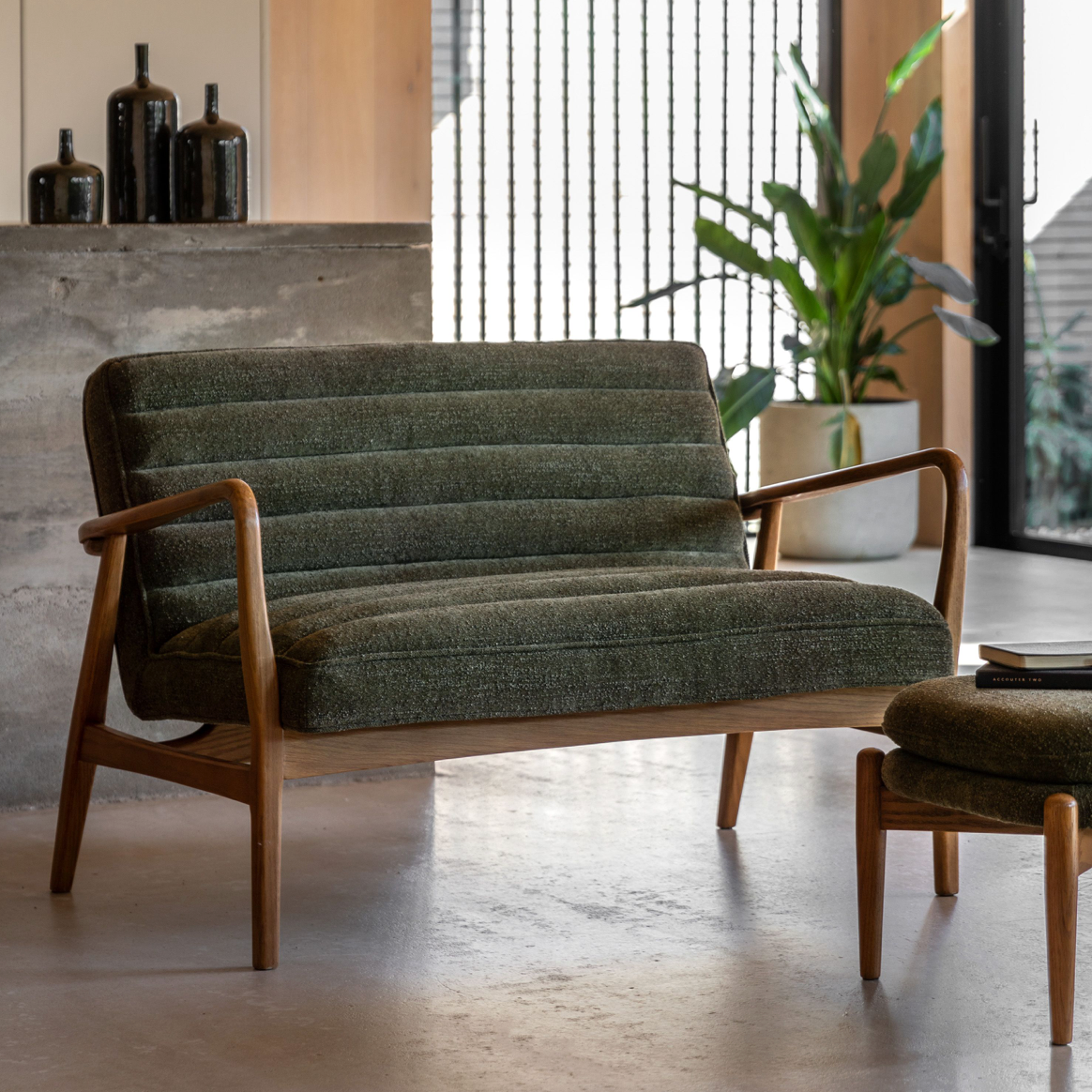 Datsun 2 Seater Sofa Green - 1180mm x 760mm x 800mm - WowCornwall