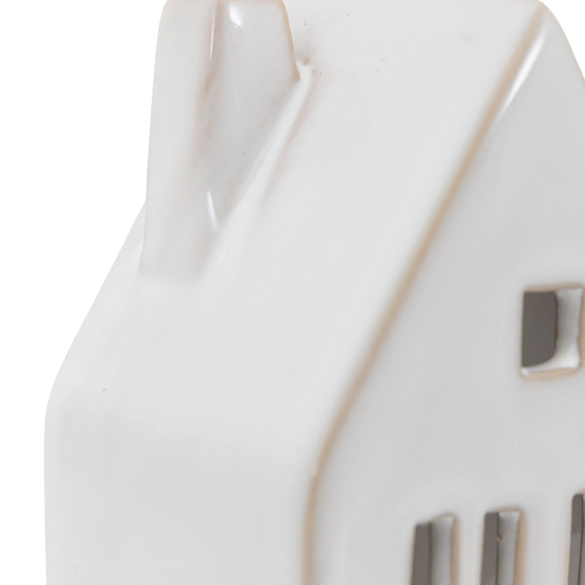 Pearly White Ceramic Tealight Houses 3pk - WowCornwall