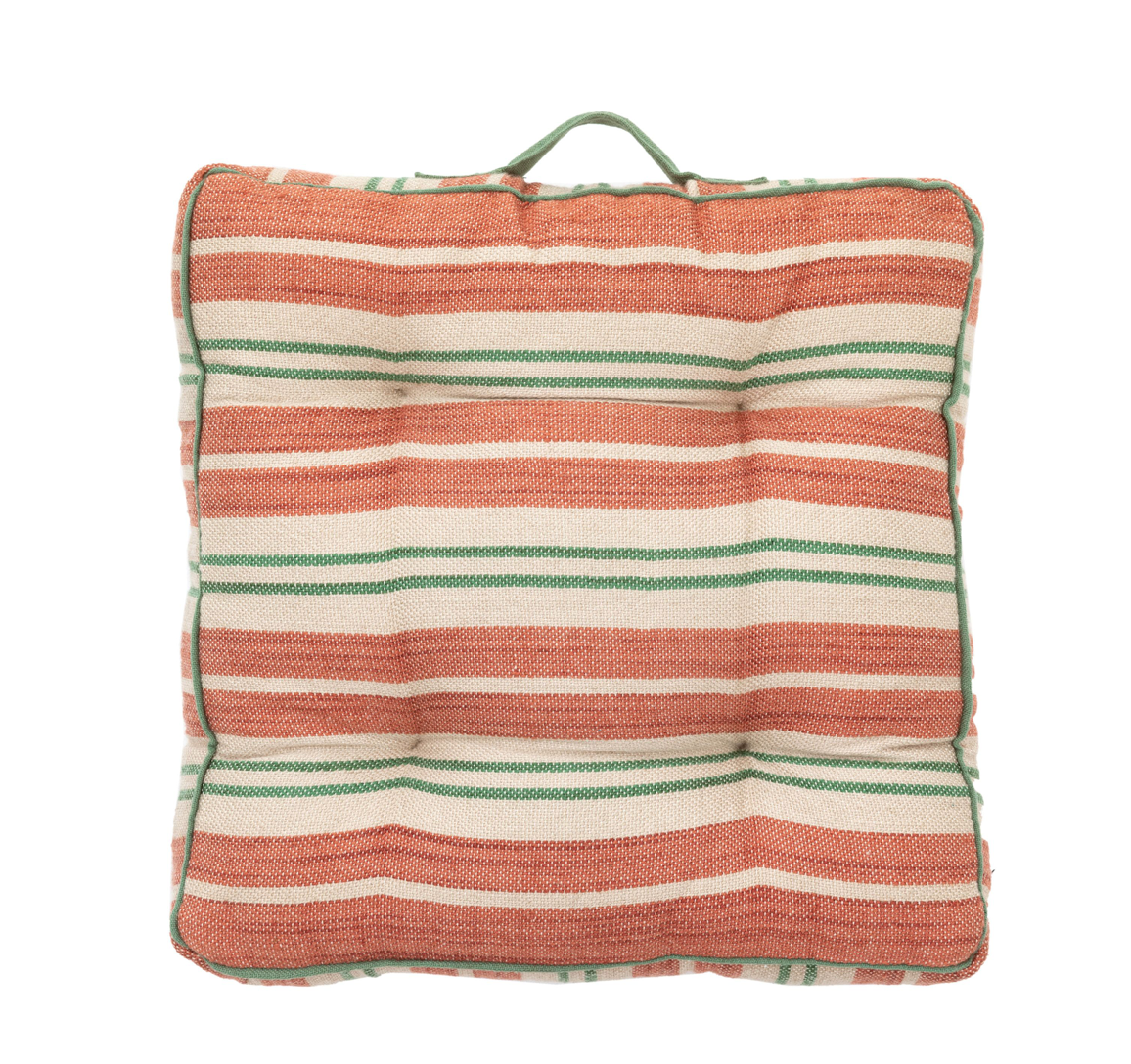 Sina Stripe Woven Floor Cushion - Apricot or Green - WowCornwall