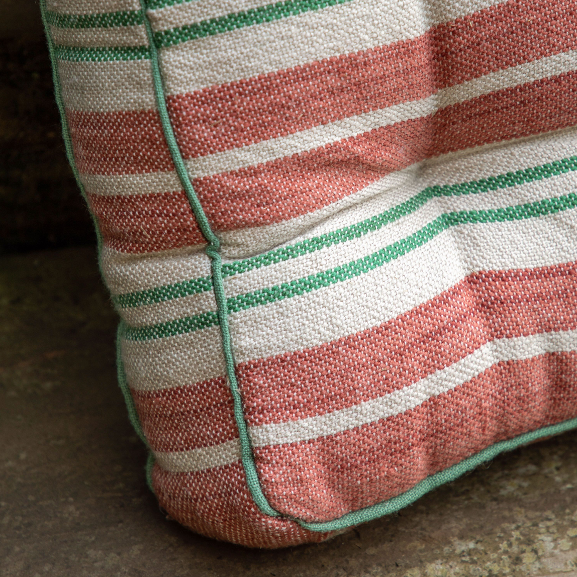 Sina Stripe Woven Floor Cushion - Apricot or Green - WowCornwall