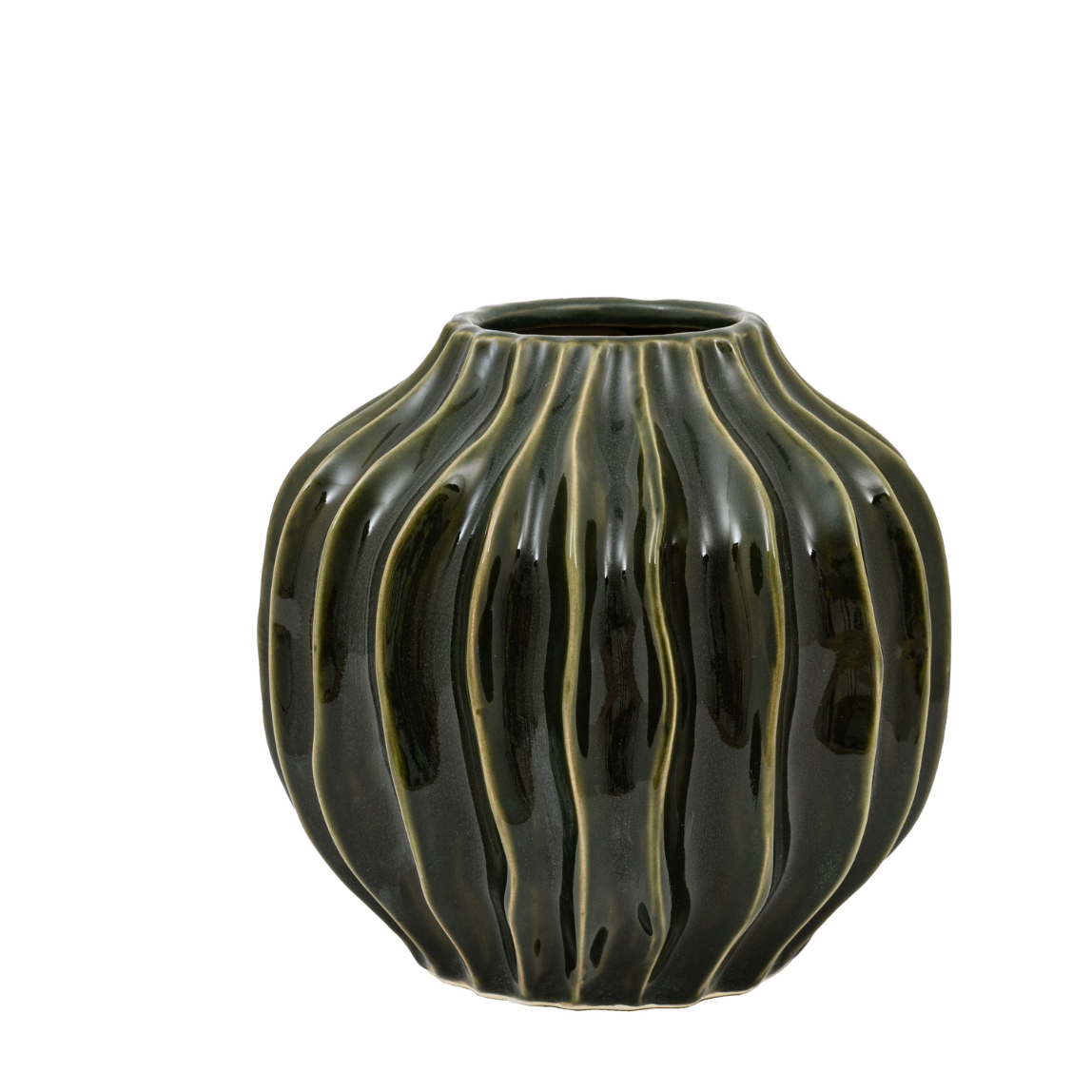 Organic Ribbed Vase - Midnight or Olive - WowCornwall