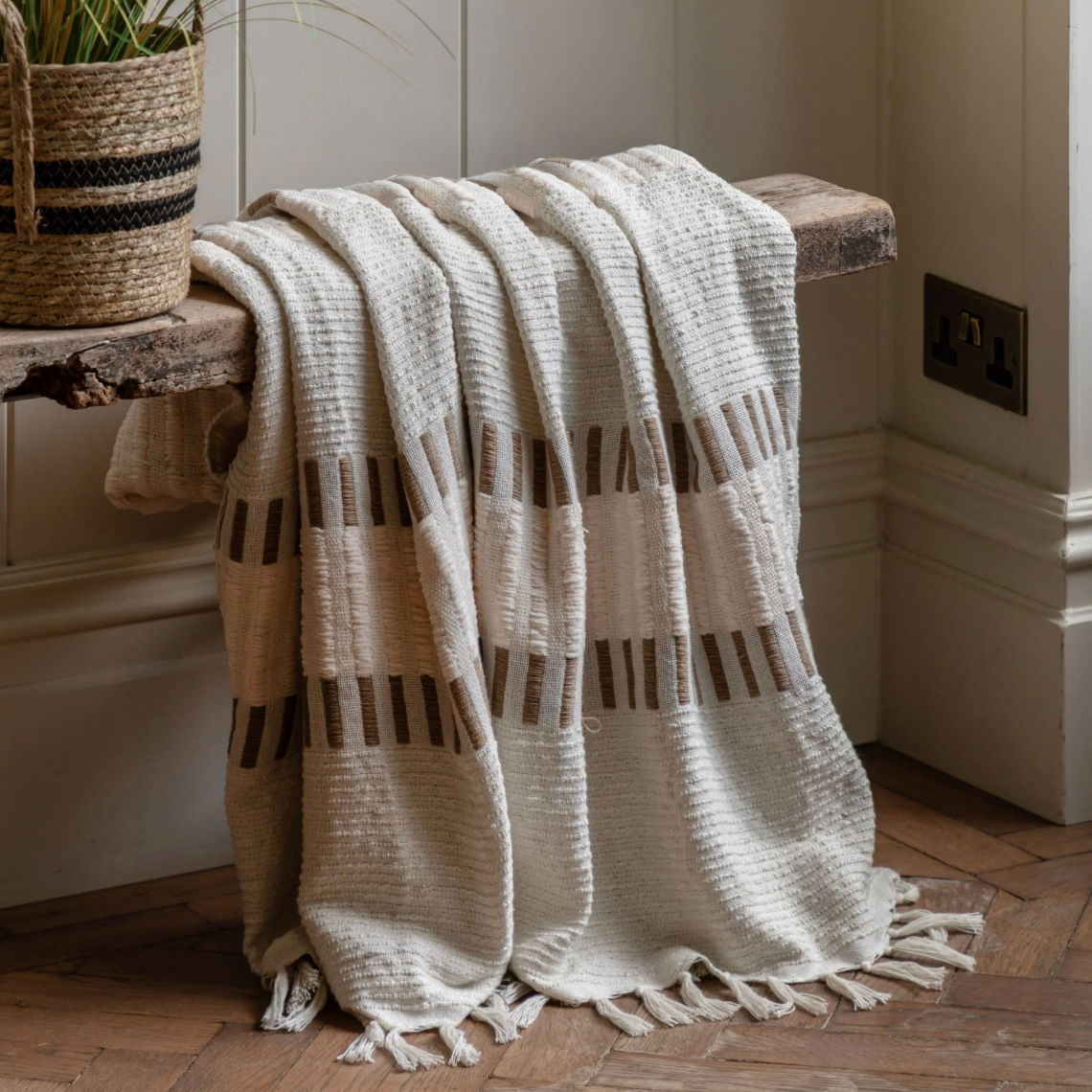 Longshaw Woven Throw Natural - WowCornwall