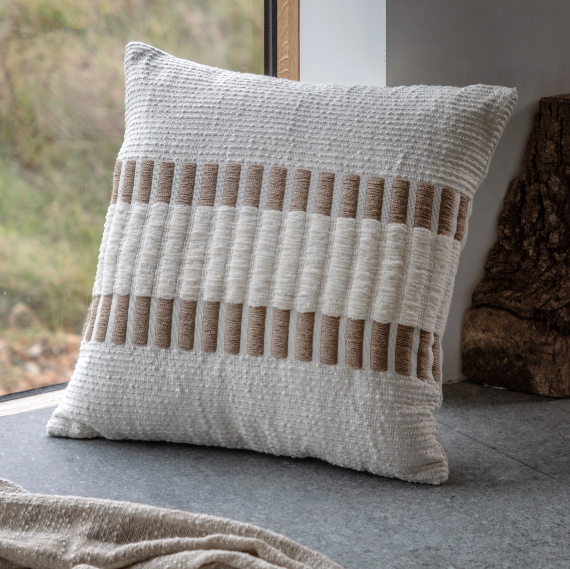 Longshaw Woven Cushion Natural - WowCornwall
