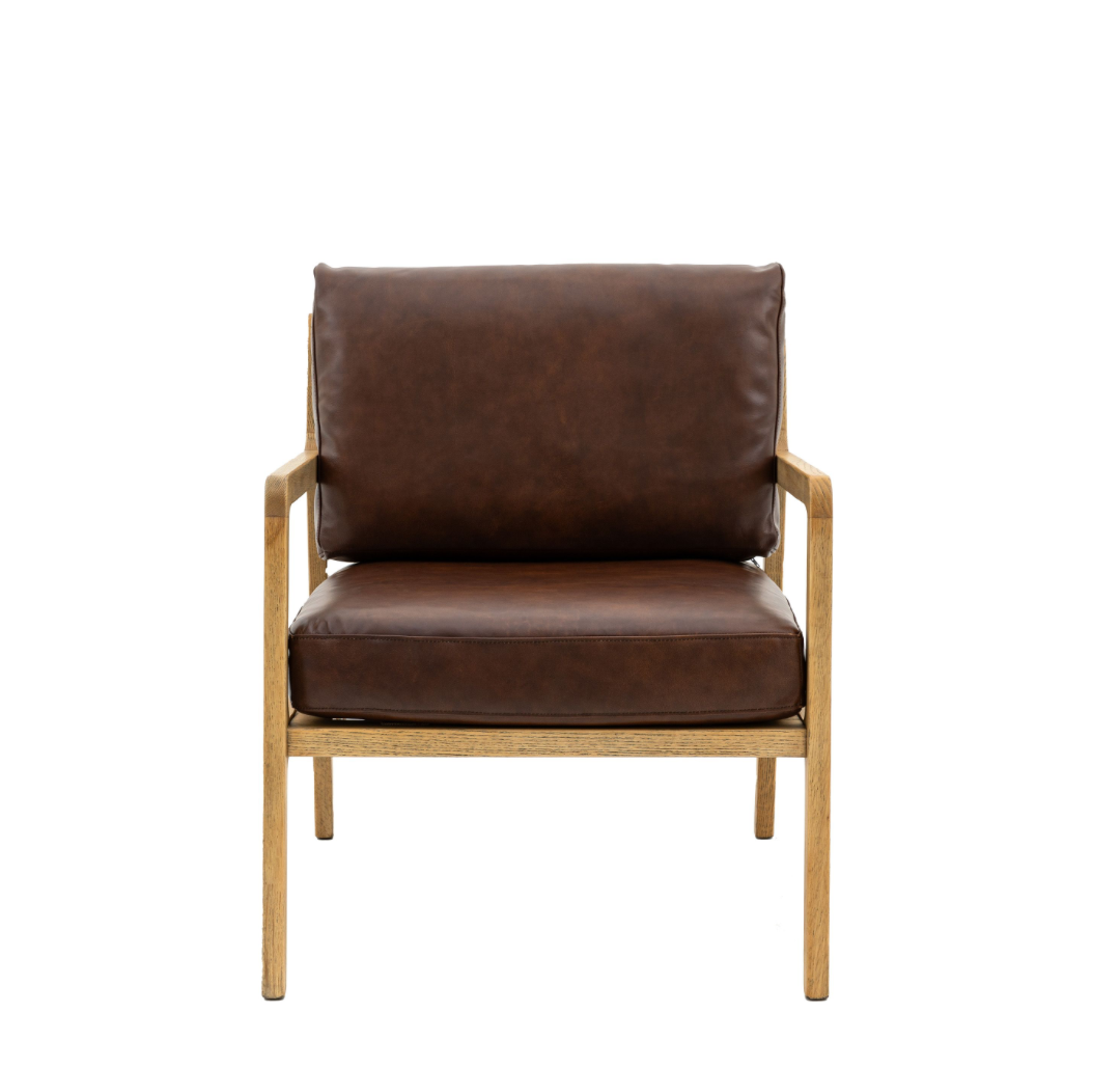 Cortona Armchair Antique Brown Leather 830x675x830mm - WowCornwall