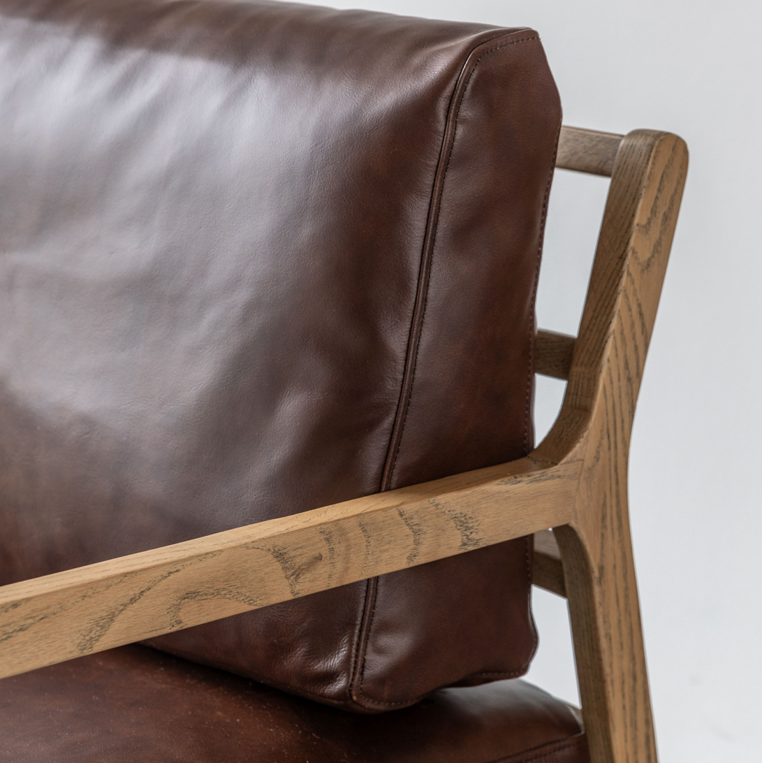 Cortona Armchair Antique Brown Leather 830x675x830mm - WowCornwall