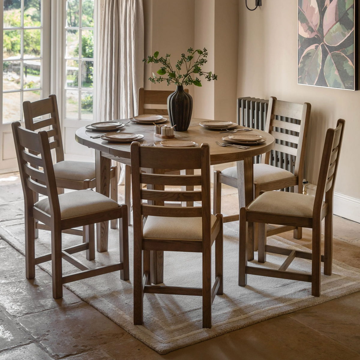 Extendable Round Oak Dining Table Wooden Kitchen Table – WowCornwall