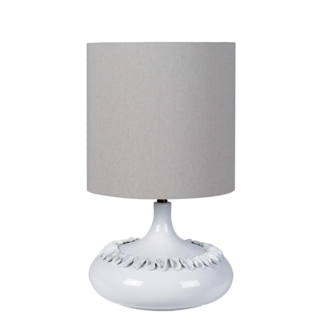 Handmade Leaf Decor Table Lamp with Linen Shade