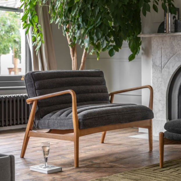 Datsun 2 Seater Sofa Charcoal - 1180mm x 760mm x 800mm - WowCornwall