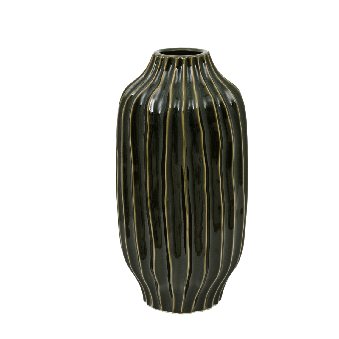 Organic Ribbed Vase Tall - Midnight or Olive - WowCornwall