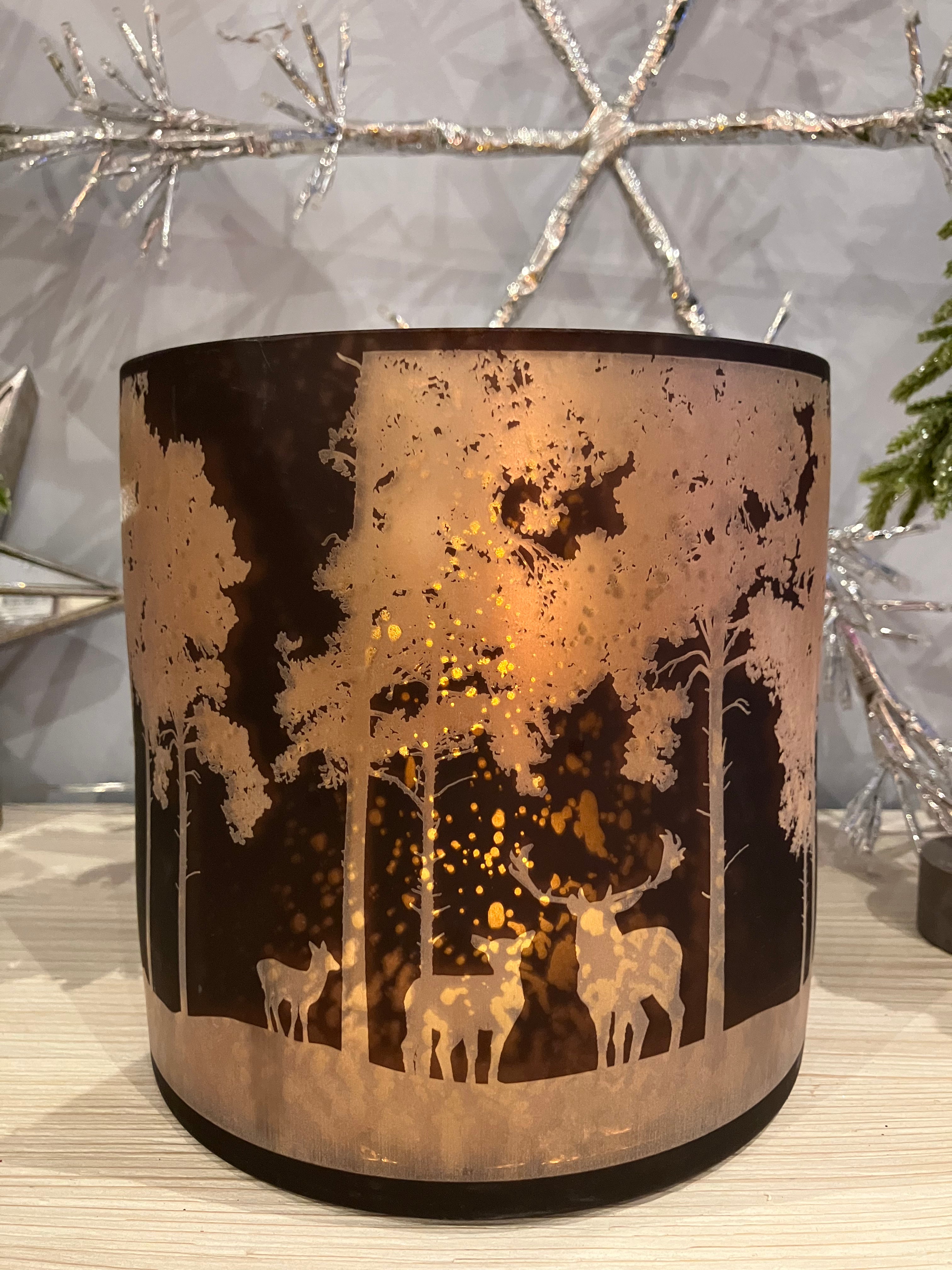 Copper Deer in Forest Candle Holder - WowCornwall