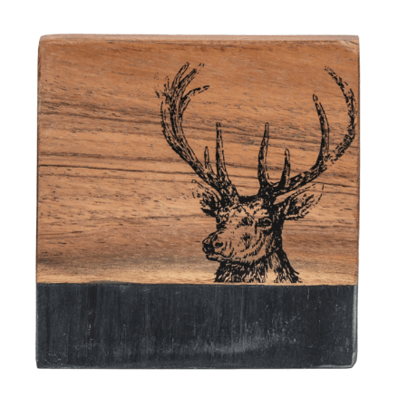 Stag Coasters Black Marble (Set of 4) - WowCornwall