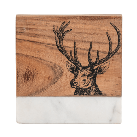 Stag Coasters White Marble (Set of 4) - WowCornwall