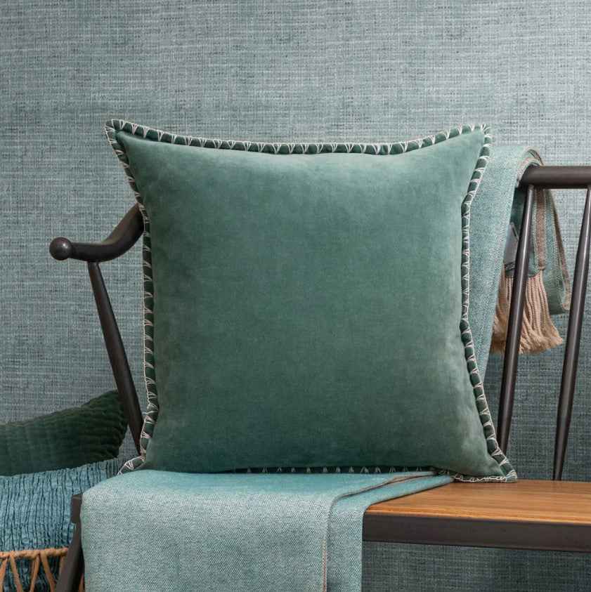 Border Cushion - Seafoam