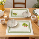 Strawberry Stripes Set of 4 Indoor / Outdoor Placemats Green - WowCornwall