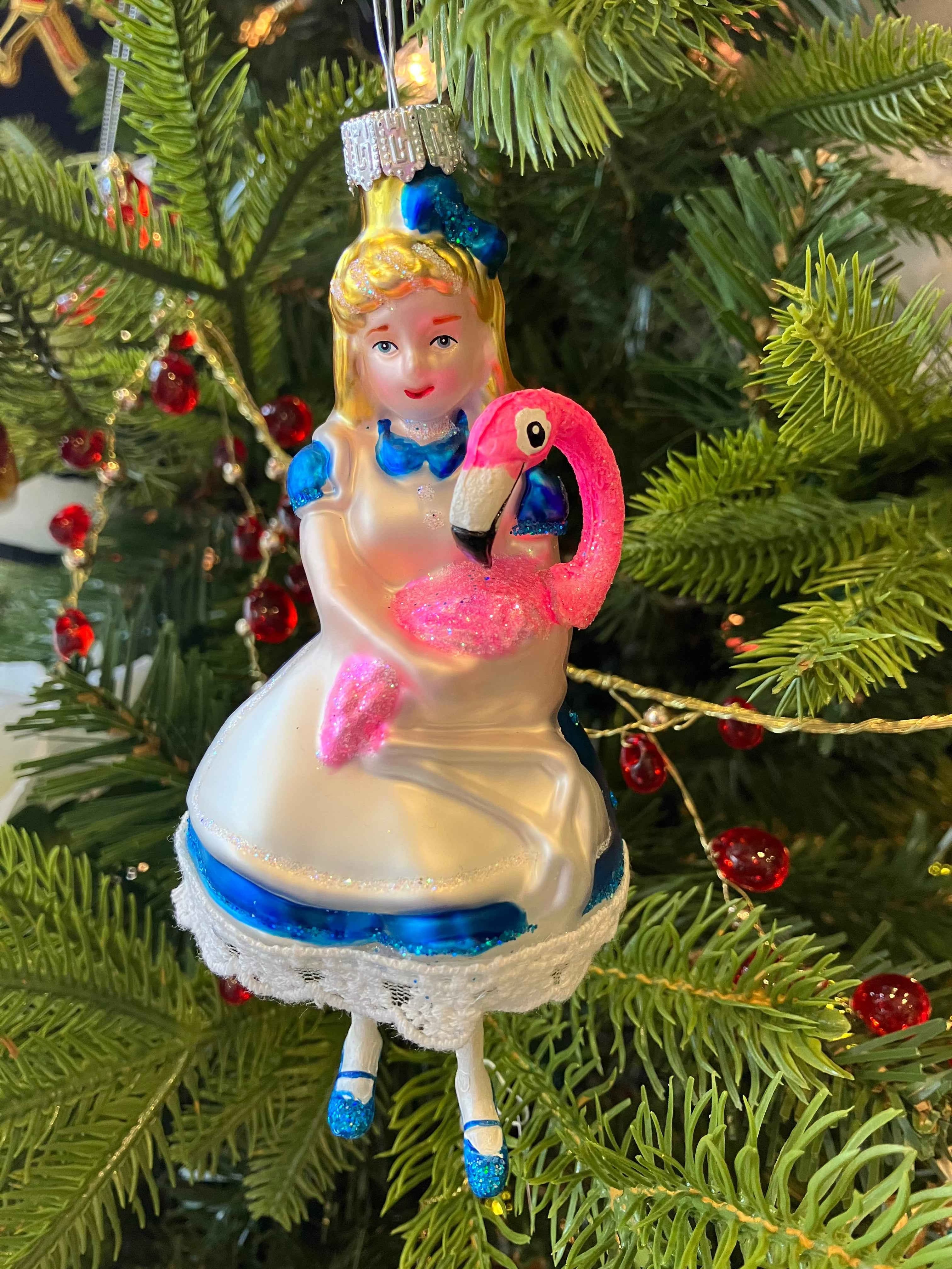 Mixed Alice and Flamingo Bauble Decoration