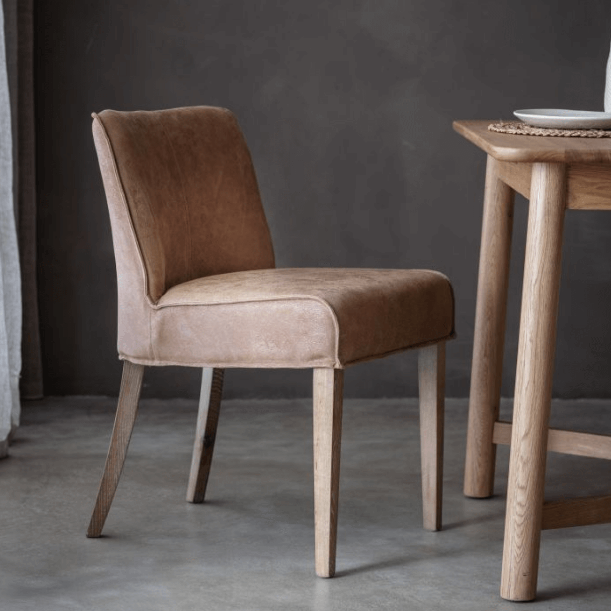 Tarnby Chair Brown Leather (2pk) - WowCornwall