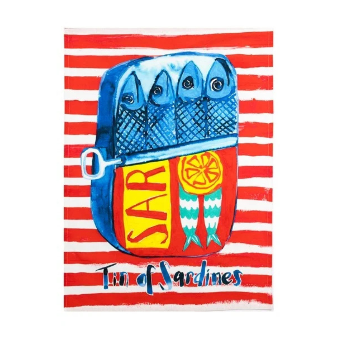 Tin of Sardines Tea Towel - WowCornwall