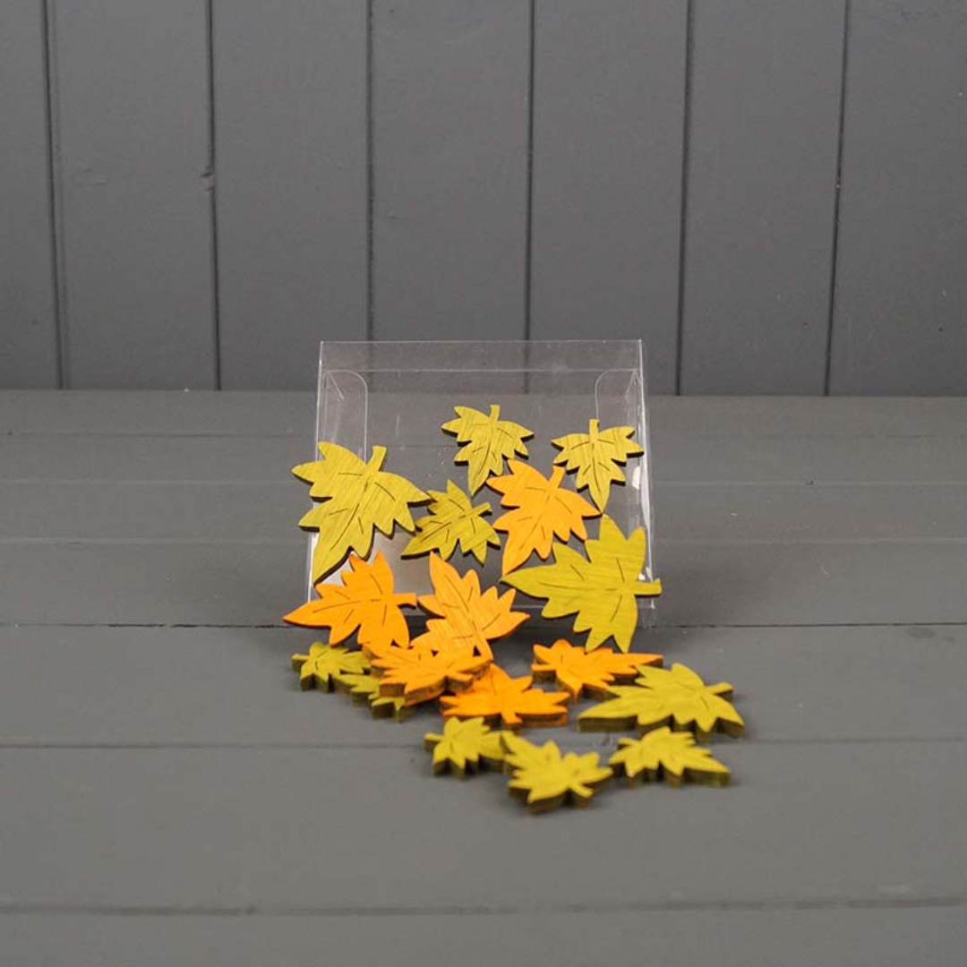 Set of 18 Maple Wooden Leaves - WowCornwall