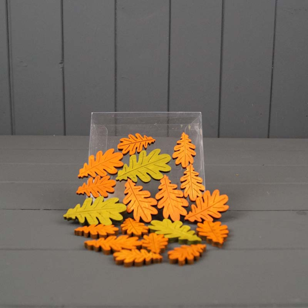 Set of 18 Oak Wooden Leaves - WowCornwall