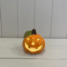 Smiling Orange Ceramic Pumpkin with LED - WowCornwall