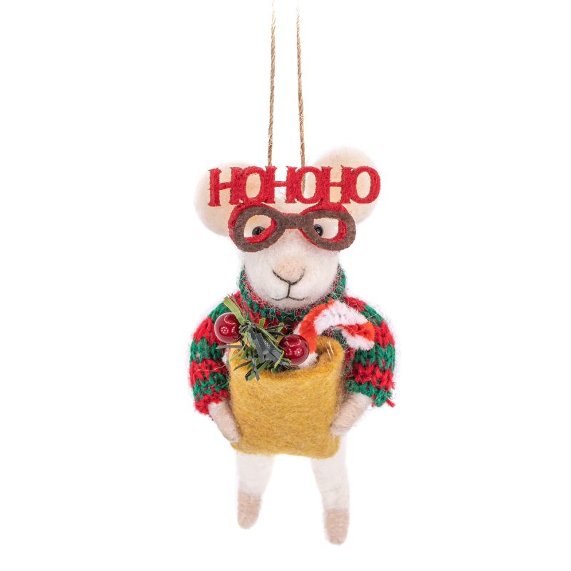 Ho Ho Ho Mouse Felt Decoration - WowCornwall