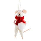 Traditional Mouse with Snowball Hanging Decoration - WowCornwall