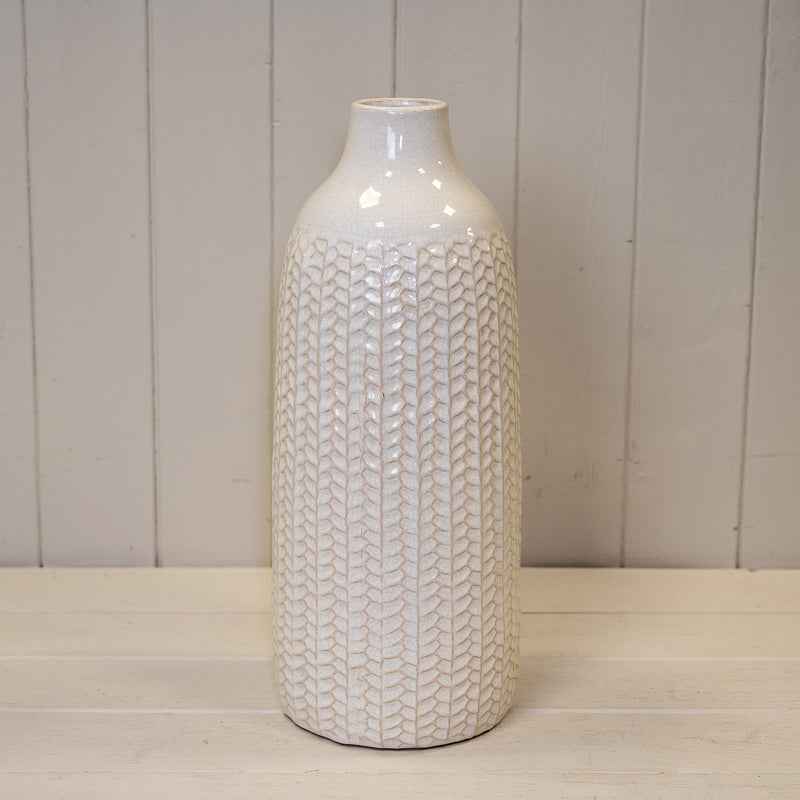White Ceramic Vase – 37.5cm