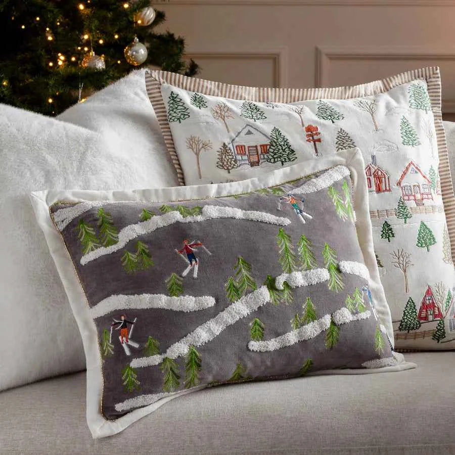 Winter Alpine Embroidered Cushion