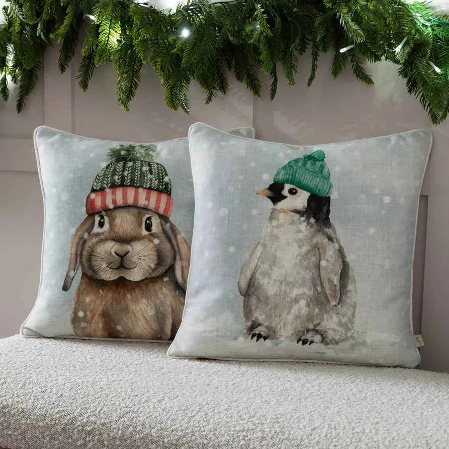 Winter Rabbit Printed Cushion