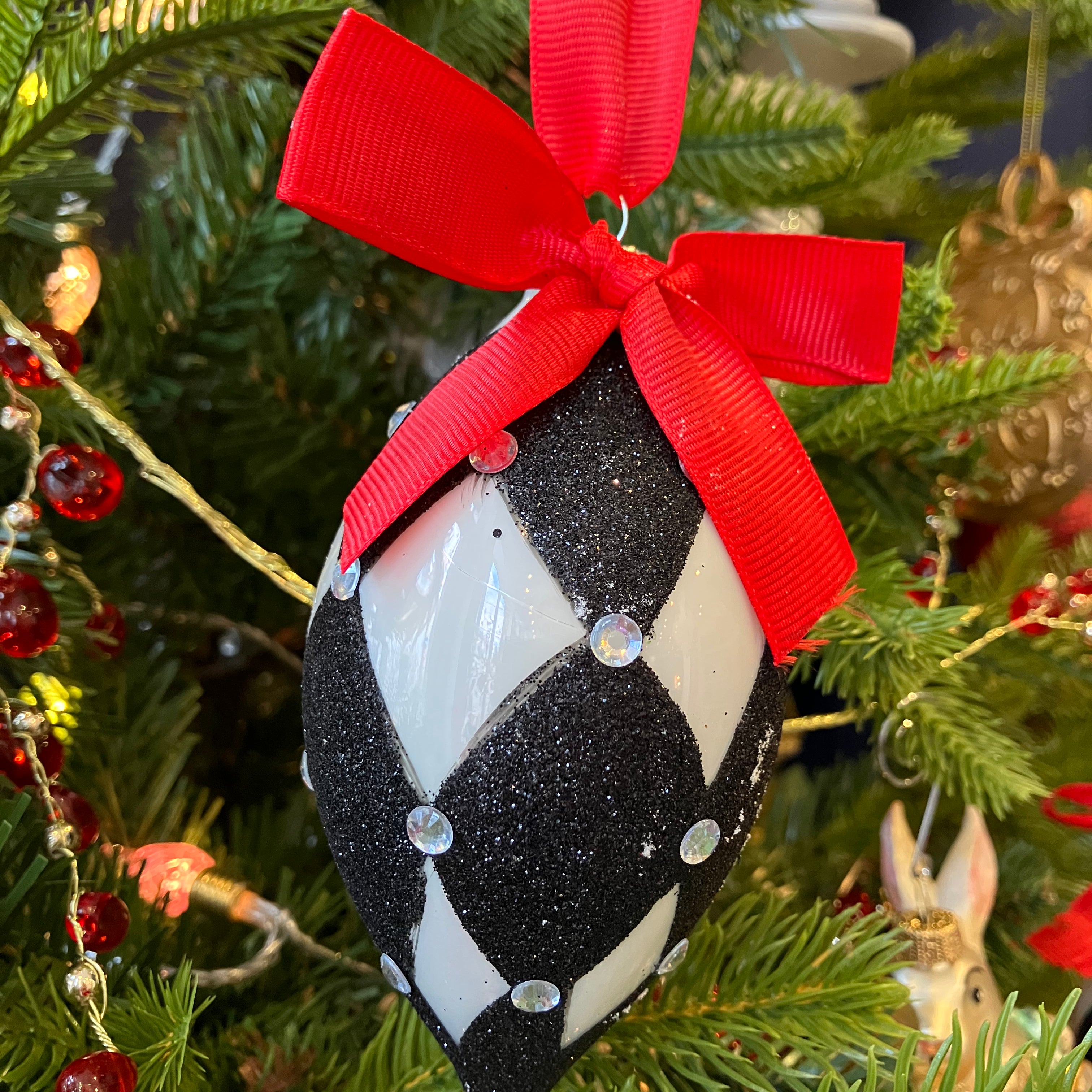 Black/White Harlequin Finial Decoration - WowCornwall