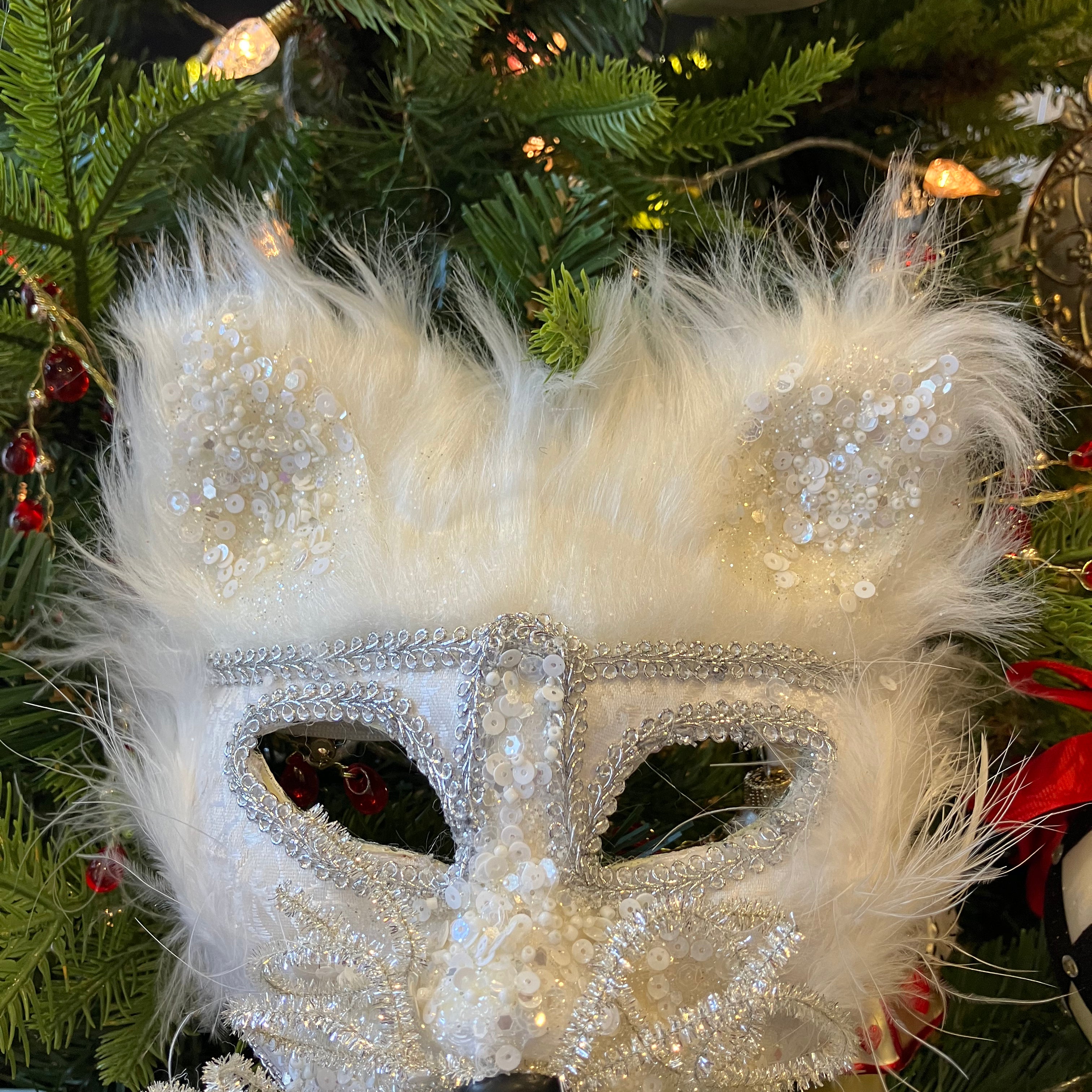 White Cat Glitter Mask - WowCornwall