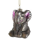 Glass grey & pink elephant bauble Christmas Decoration - WowCornwall