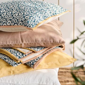 Linen square cushion, Harvest Yellow - WowCornwall