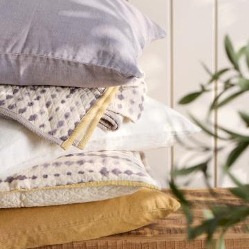 Linen square cushion, Harvest Yellow - WowCornwall