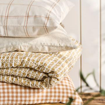 Linen square cushion, Harvest Yellow - WowCornwall