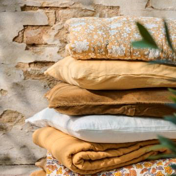 Linen square cushion, Harvest Yellow - WowCornwall