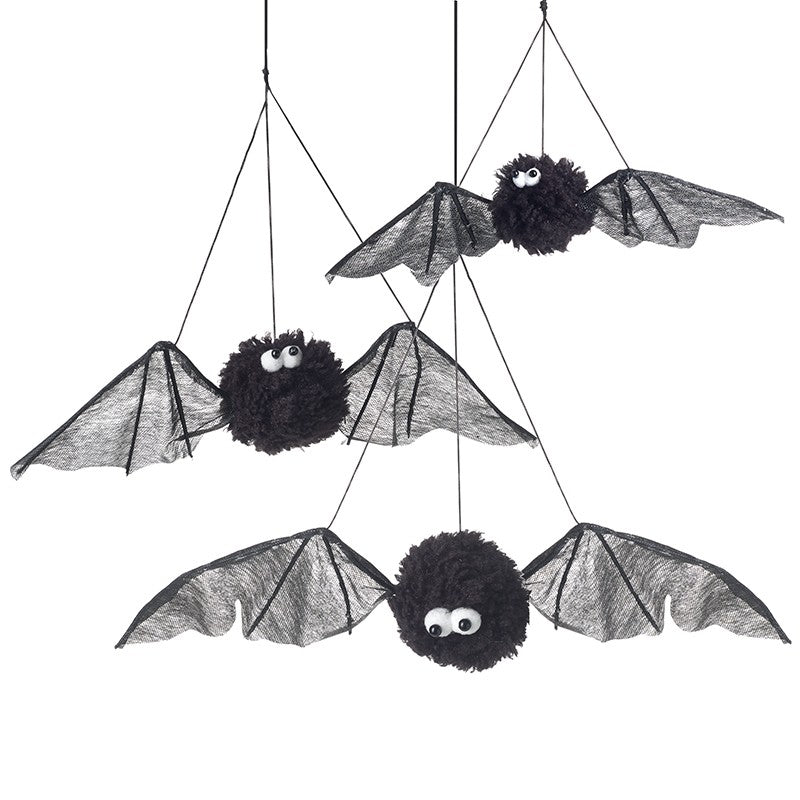 Hanging Black Bat Decoration Set Of 3 - WowCornwall