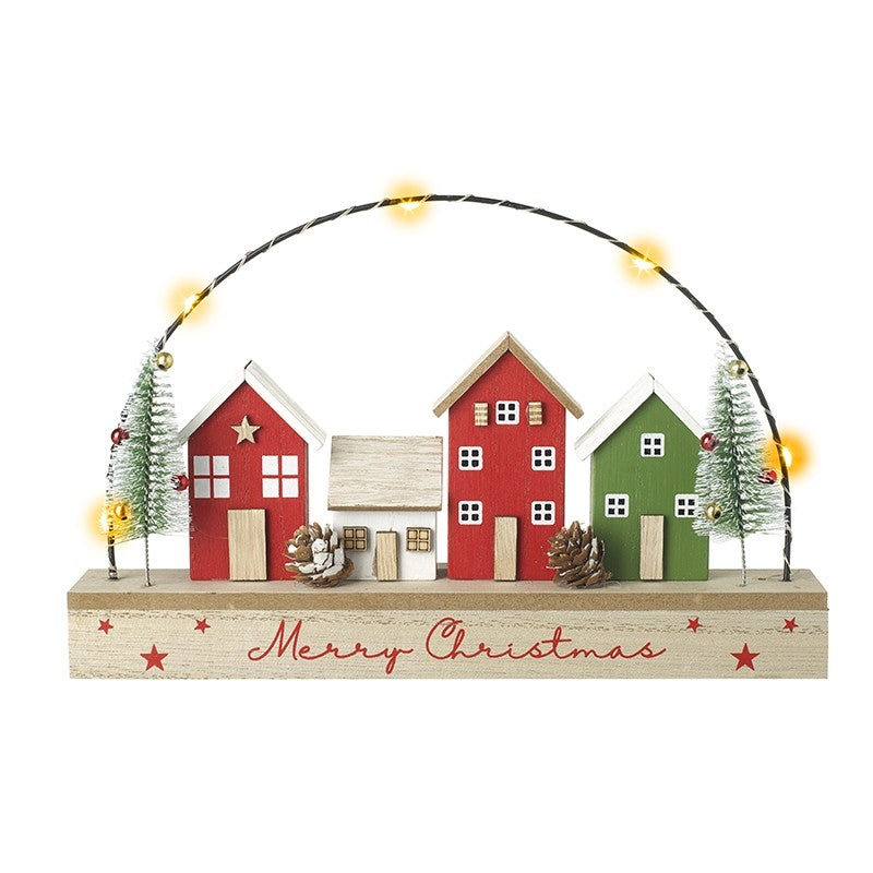 Merry Christmas Light Up House Scene decoration - WowCornwall